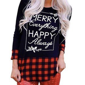 Christmas holiday Buffalo Check Merry Everything Happy Always Long Sleeve Shirt